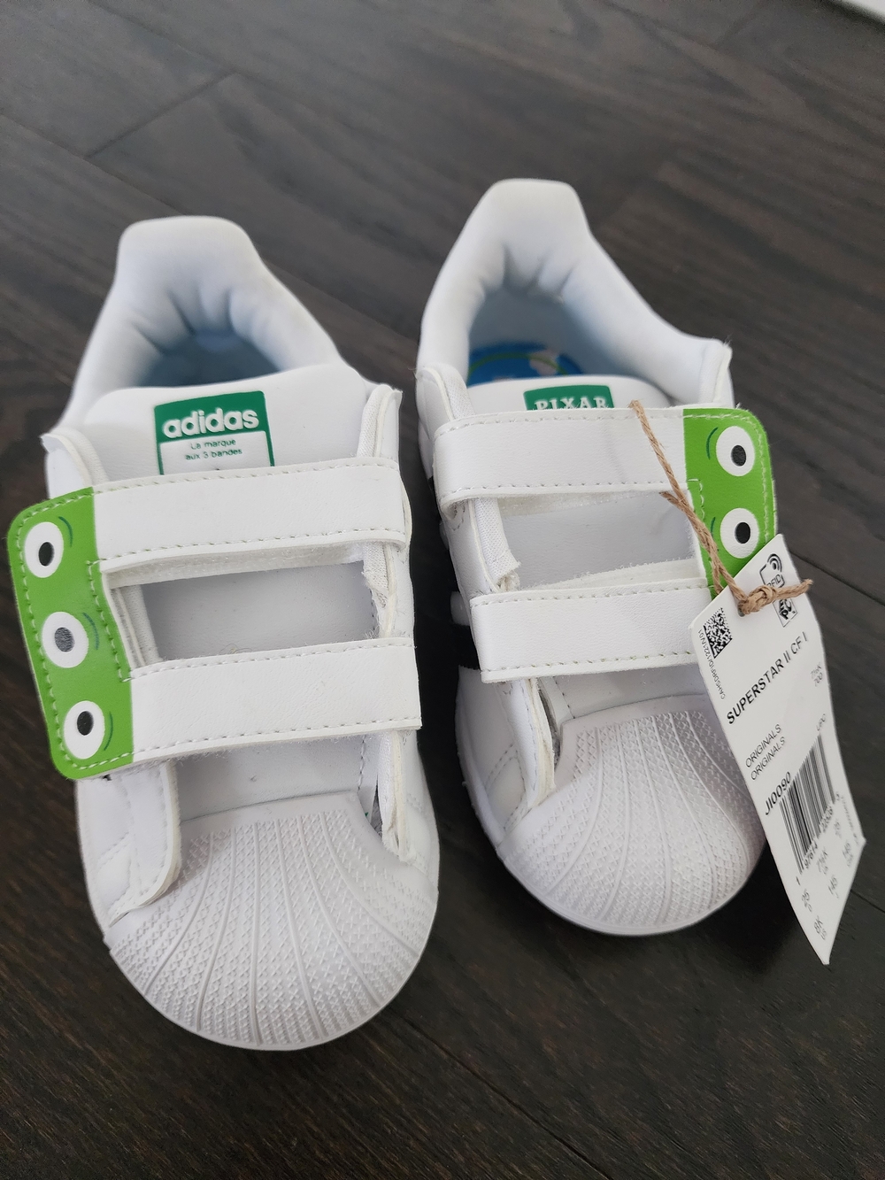 adidas Kids White Sneakers with Green Monster Accent